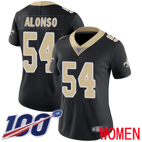New Orleans Saints Limited Black Women Kiko Alonso Home Jersey NFL Football 54 100th Season Vapor Untouchable Jersey